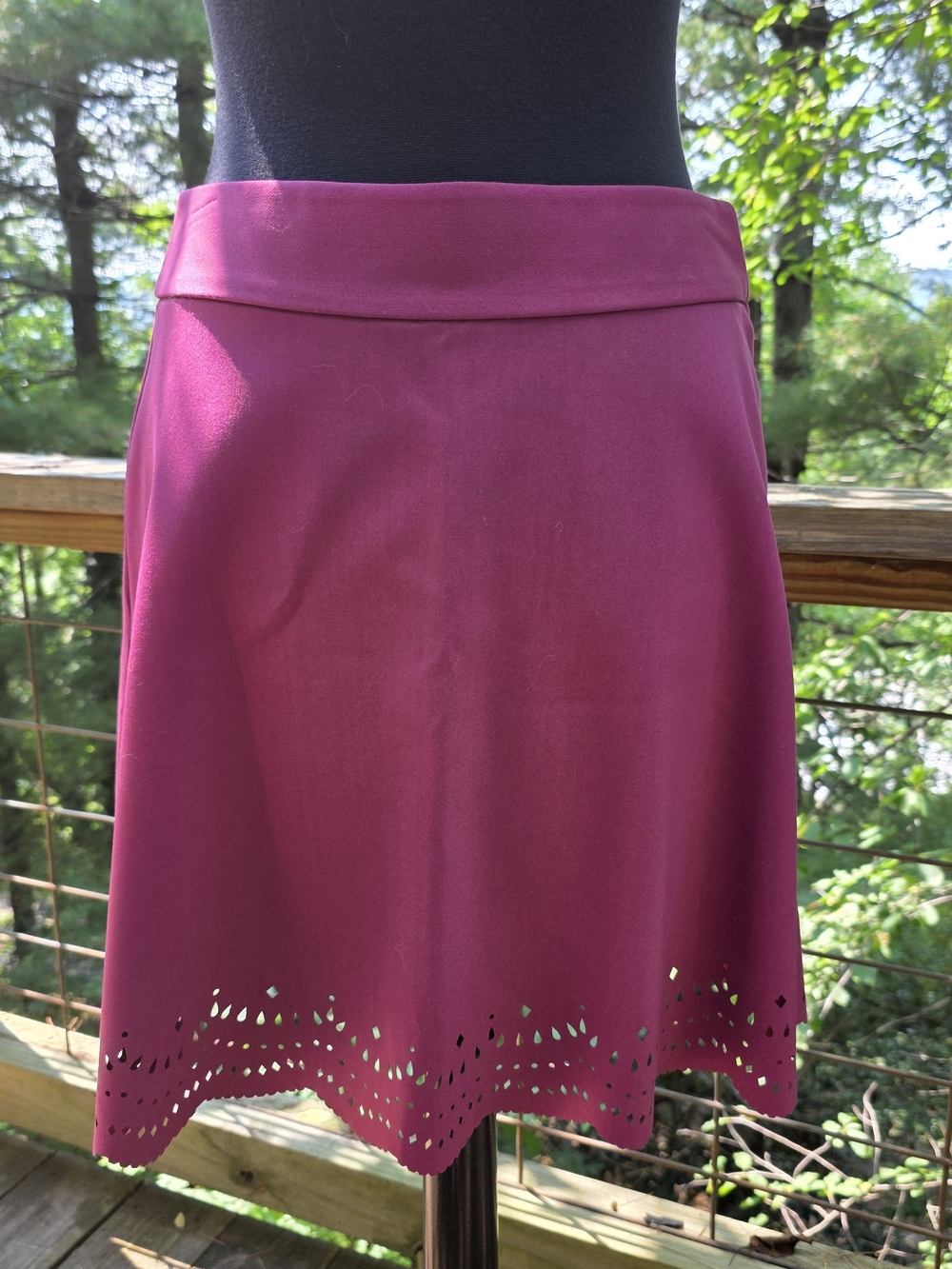 Women's Magenta A-Line Skirt with Laser-Cut Hem